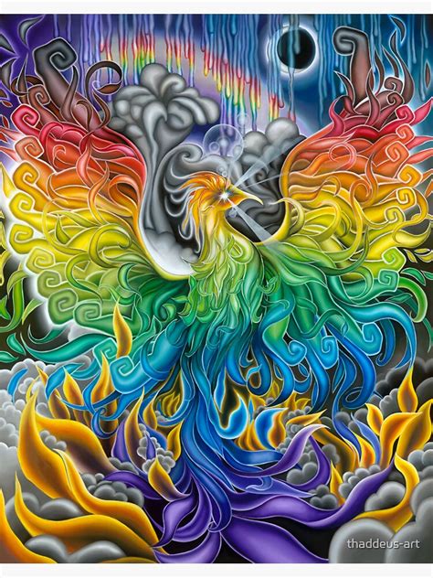 Rainbow Phoenix Rising Sticker By Thaddeus Art Redbubble