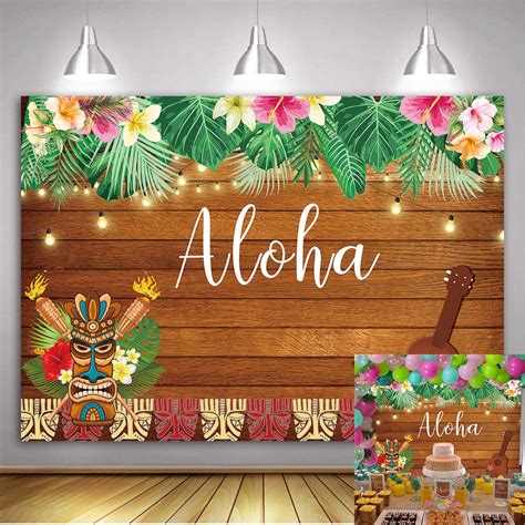 Amazon Com Ruini Summer Aloha Luau Party Backdrop Tropical Hawaiian Flowers Wooden Sculpture