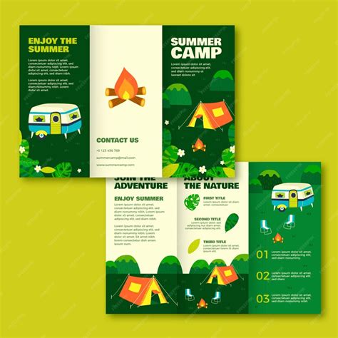 Free Vector Hand Drawn Summer Camp Brochure Template