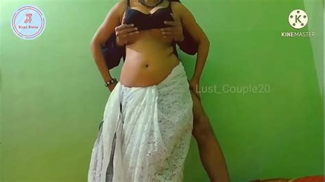 Busty Indian Wife Seducing In White Sareeand Riding Desperately To