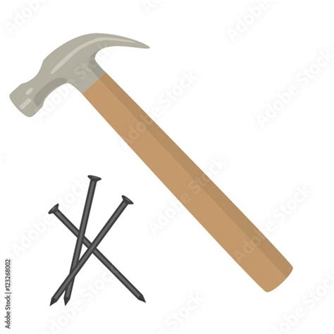 Hammer With Nails Vector Illustration Stock Image And Royalty Free