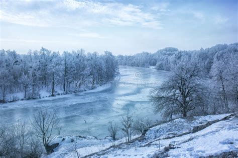 View Of The Frozen River Stock Photo Image Of Leaf 127628070