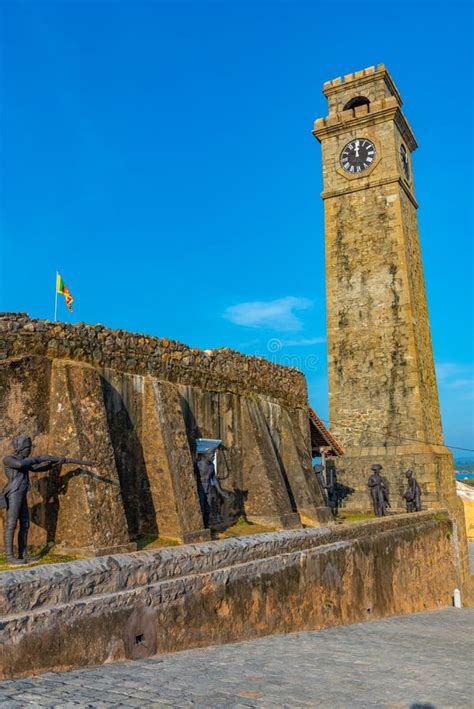 Galle Fort Clock Tower Looking Over Military Bastions Sri Lanka Stock