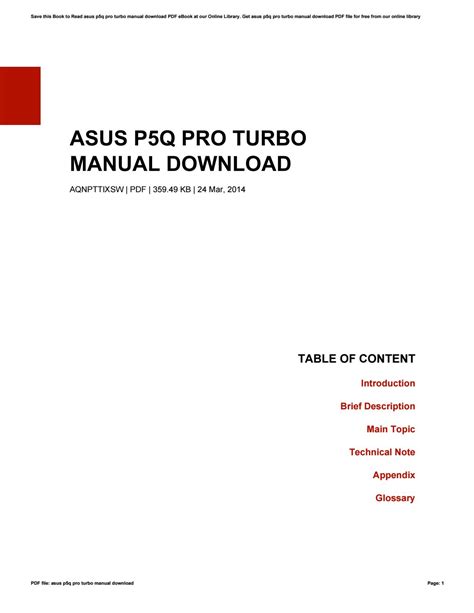 Asus P5q Pro Turbo Manual Download By Freealtgen39 Issuu