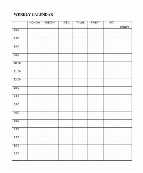One Week Schedule Template New Weekly Calendar Template 8 Word Excel