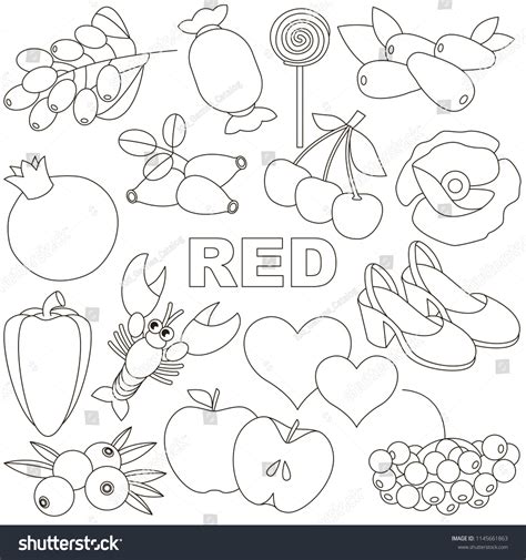 Red Colorless Objects Color Elements Set Stock Vector Royalty Free