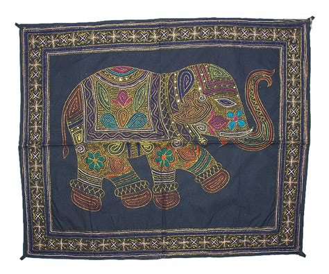 A charming little decoration featuring a gorgeous indian elephant surrounded by sumptuous colours. Rajasthani indian wall hangings tapestry traditional wall ...