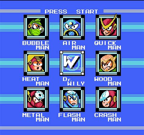 Mega Man 2 Stage Select By Muramas Redbubble