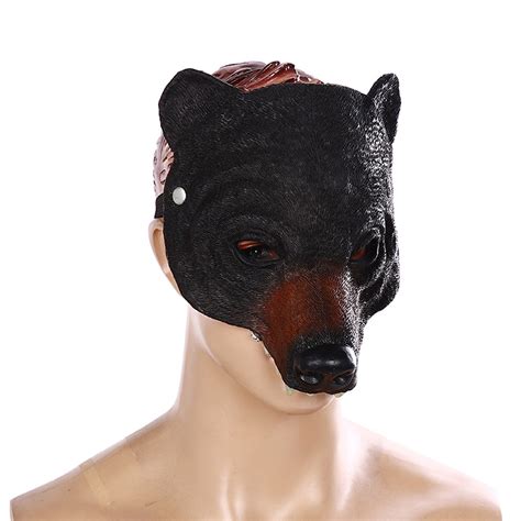 Brown Bear Mask Mens Costume Black Bear Mask Masquerade Mask Etsy