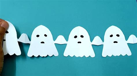 How To Make Paper Chain Ghost Halloween Crafts Decorations Youtube