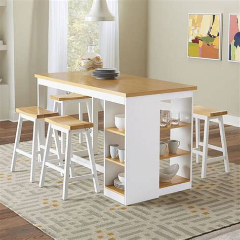 Progressive Furniture Christy 5 Piece Counter Height Storage Dining Table Set Kitchen Table With