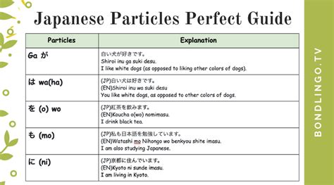 Summary Most Frequently Used Japanese Particles Perfect Guide