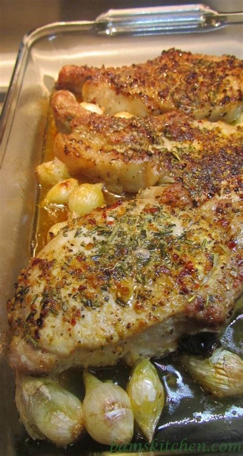 This oven baked pork chop recipe uses a very simple dry rub that is super flavorful. Rosemary Herbed Pork Chops with Shallot Wine Sauce ...