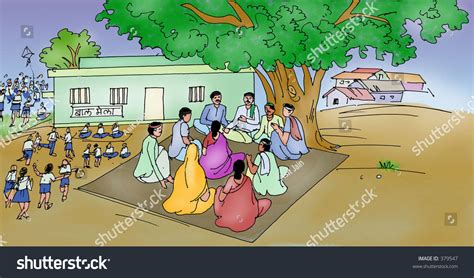 Parent Meeting Indian Rural Village School Stock Illustration 379547