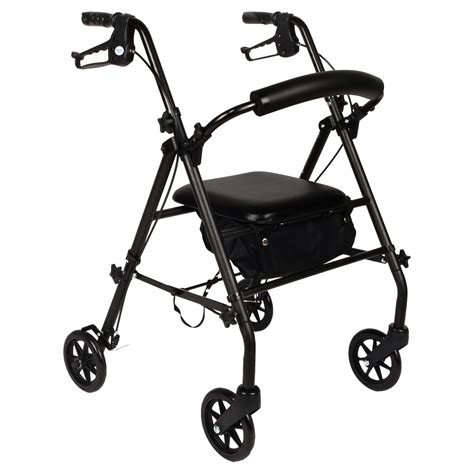 Rollator Walker With Seat And Wheels Black