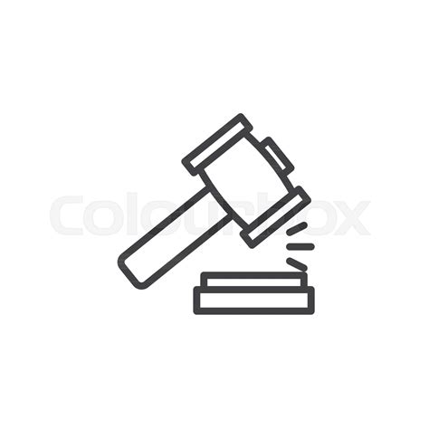 Law Gavel Outline Icon Stock Vector Colourbox