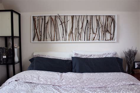 While the focal point of the bedroom is, well, usually the bed, there are countless creative bedroom decorating ideas. DIY Branch Art Headboard | Above bed decor, Bedroom wall ...