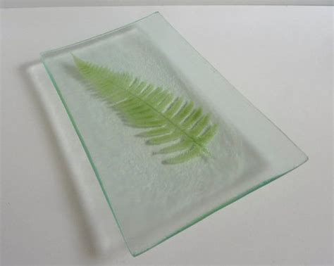 Fossil Vitra Fused Glass Fern Platter Etsy Fused Glass Recycled Window Kiln Formed Glass