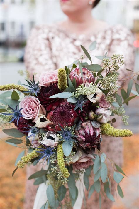 Diy Fall Inspired King Protea Wedding Bouquet From Fiftyflowerscom