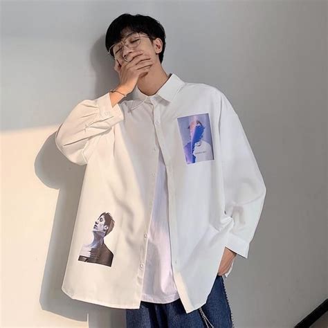 Aesthetic Korean Style Men Shirt Korean Street Fashion Men