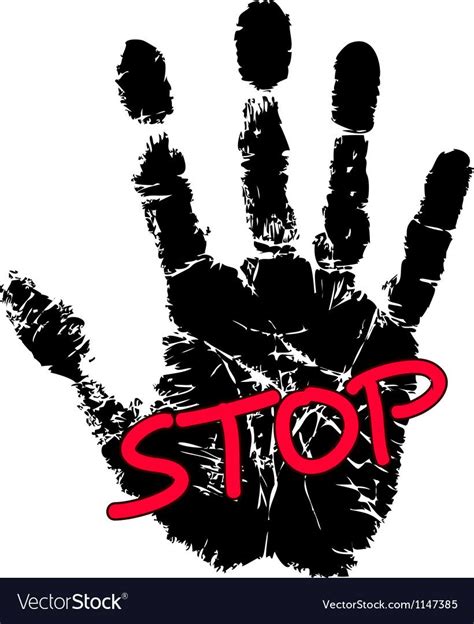 Hand Print With Stop Sign Vector Image On