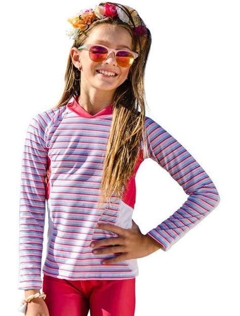 Buy Sun Emporium Girls Coral Red Long Sleeve Rash Guard Online Topofstyle