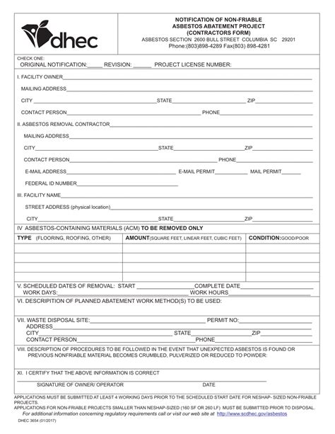Dhec Form 3654 Download Fillable Pdf Or Fill Online Notification Of Non