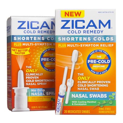 2 Pack Zicam Cold Remedy Nasal Spray Bottle And Swabs Multi Symptom Sinus Medicine Homeopathic For