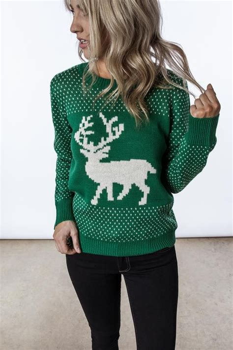 Kelly Green Reindeer Sweater Almost Sold Out Reindeer Sweater Sweaters Holiday Outfits