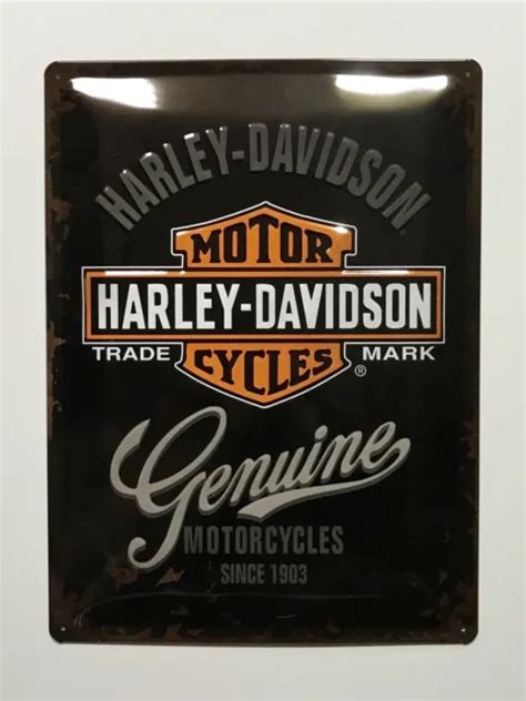 Harley Davidson Genuine Motor Cycles Tin Metal Wall Sign Eur