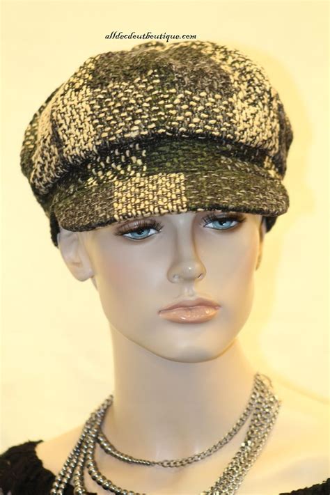 Newsboy Round Top Hat Knit Green Cream And Blue Stylish Hats