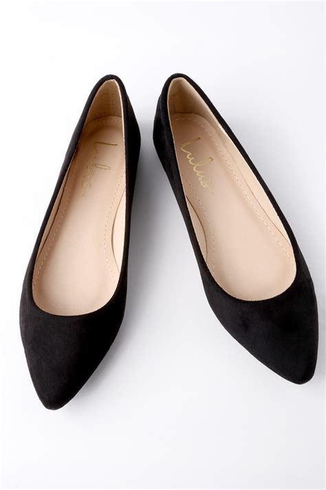 Chic Black Flats Suede Flats Vegan Flats Classic Flats