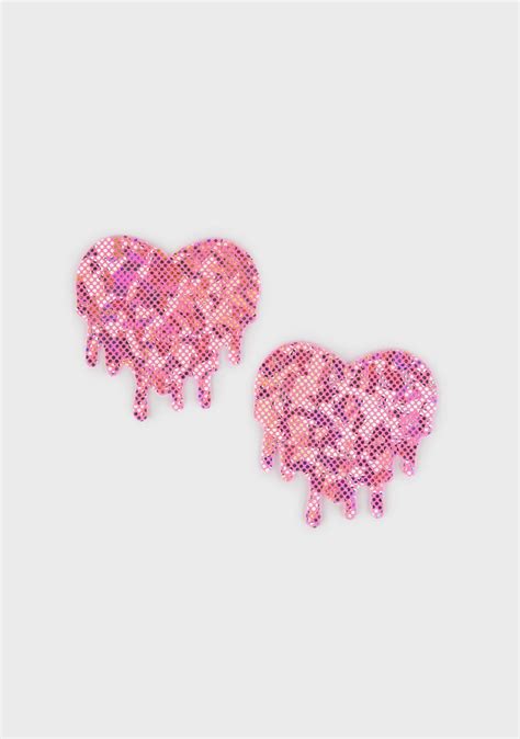 Pastease Glitter Melted Heart Pasties Pink Dolls Kill