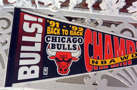 Chicago Bulls Championship Pennant 1991 1992 Nba Basketball Flag