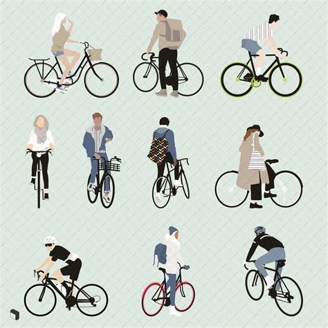People Riding Bicycle Cutouts for Architecture in 2020 | Architect drawing, People illustration ...