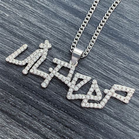 Iced Out Lil Peep Necklace Large Cubic Zirconia Pendant With Etsy