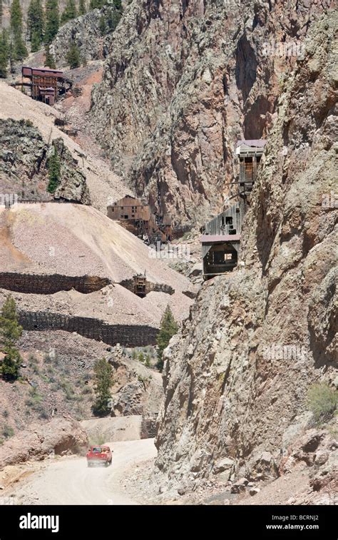Colorado Creede Bachelor Historic Mine Tour Old Mining Structures Stock