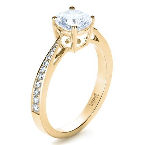 18k Yellow Gold Classic Engagement Ring With Bright Cut Set Diamonds