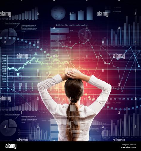 Back View Of Businesswoman Looking At Diagram Illustration Stock Photo