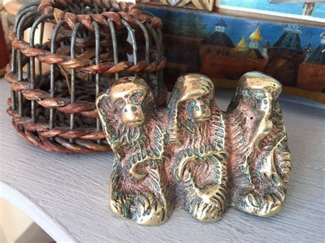 Vintage Brass Three Wise Monkeys Brass Figurines Speak No Evil See No