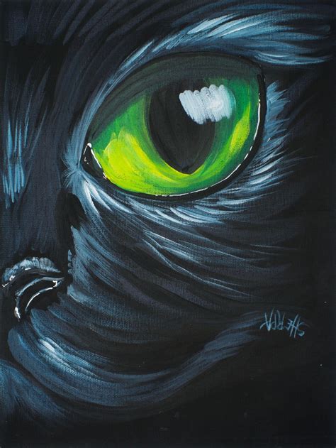 Simple Learn To Paint Full Acrylic Art Lesson Of Black Cat With Green