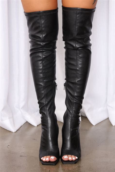 Reel It In Over The Knee Boots Black Fashion Nova Shoes Fashion Nova