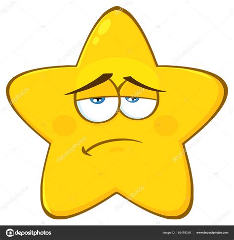 Sad Yellow Star Cartoon Emoji Face Character Expression Vector