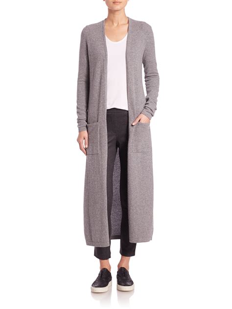 Lyst Theory Torina Long Cashmere Duster Cardigan In Gray