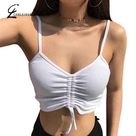 Chrleisure Sexy Deep V Neck Crop Top Women Elasticity Breathable Tshirt