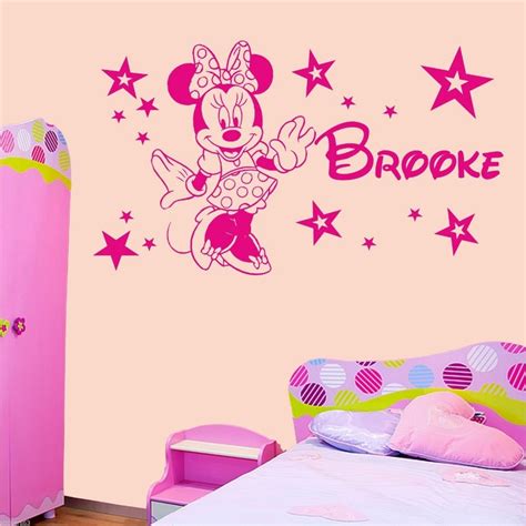 Home Decoration Personalised Minnie Mouse Stars Girls Bedroom Wall Art