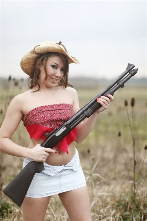 Woman With Shotgun Stock Photo Image Of Beautiful Pretty