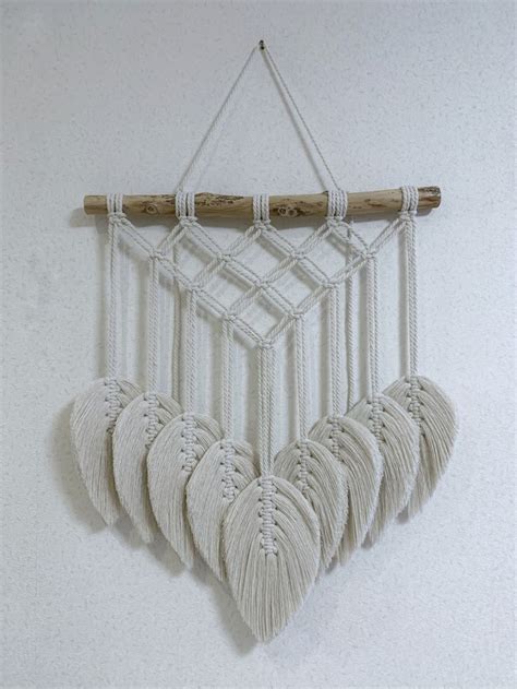 Macrame Leaves Wall Hanging Macrame Feather Macrame Leaf Wall Art