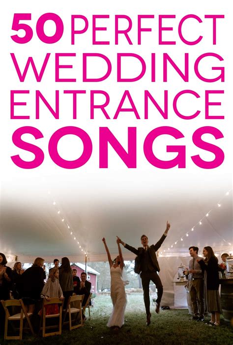 Wow your guests will these introduction songs and share your ideas. "50 perfect wedding entrance songs" in pink lettering overlaying a photo of a c… | Wedding ...