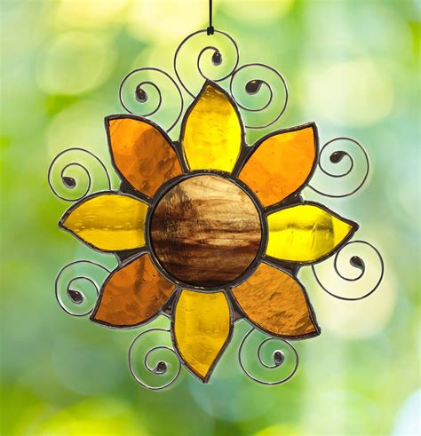 Sunflower Suncatcher Stained Glass Window Hangings Home Etsy